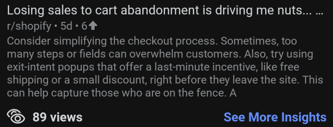Example of a Google Ads consultant helping a small business owner troubleshoot poor ad performance on Reddit.