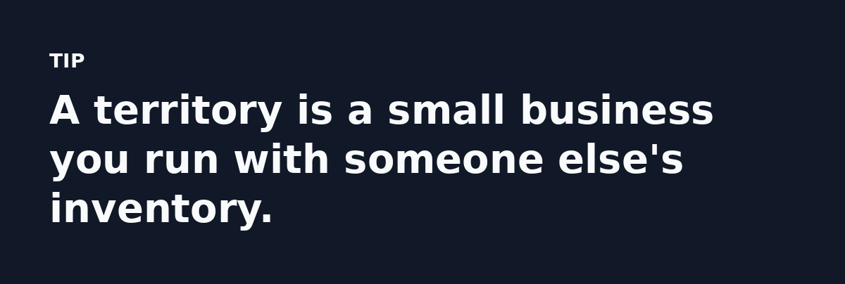 A territory is a small business you run with someone else's inventory.