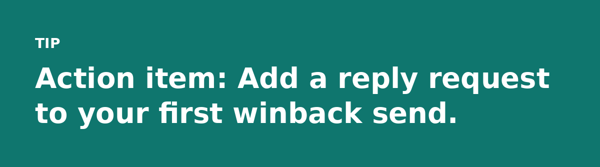 Action item: Add a reply request to your first winback send.