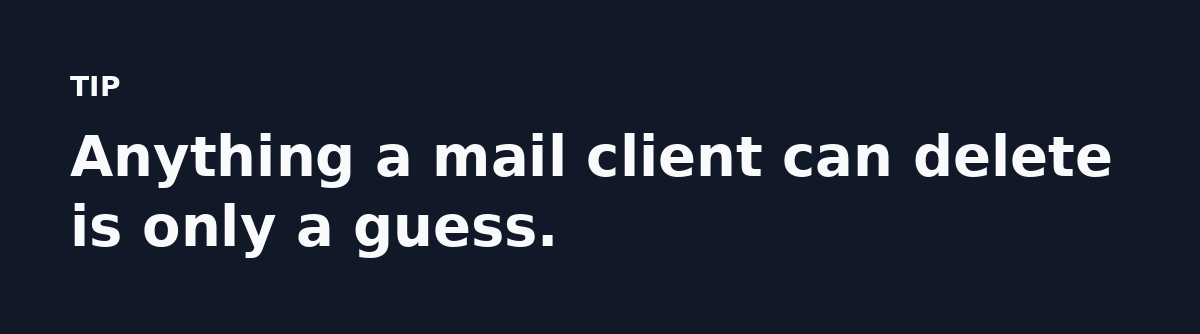 Anything a mail client can delete is only a guess.