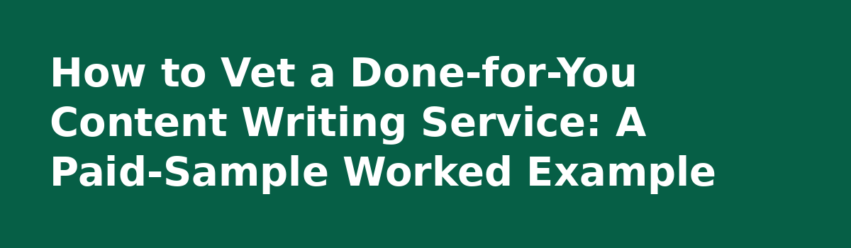 Done for You Content Writing Service: 7 Mistakes That Waste Your Budget: How to Vet a Done-for-You Content Writing Service: A Paid-Sample Worked Example