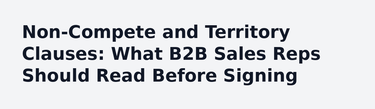 B2B Outside Sales: 6 Questions to Ask Before You Sign: Non-Compete and Territory Clauses: What B2B Sales Reps Should Read Before Signing