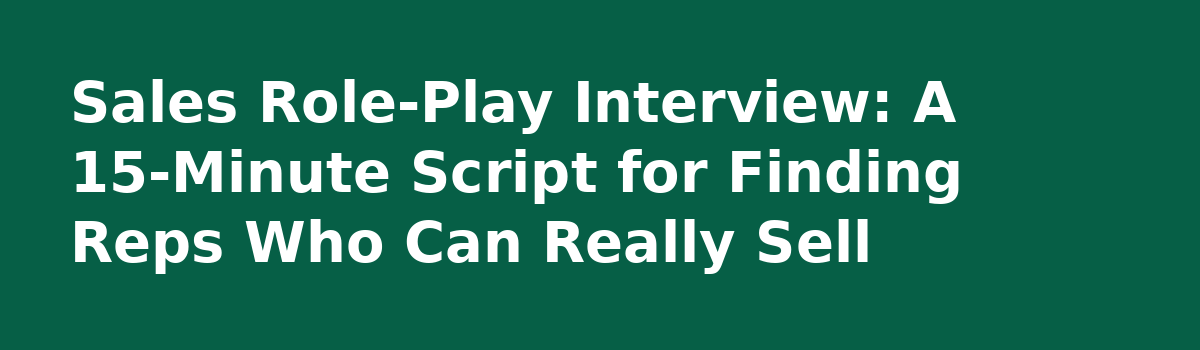 Sales Hiring Is Broken: How to Attract Reps Who Can Actually Sell: Sales Role-Play Interview: A 15-Minute Script for Finding Reps Who Can Really Sell