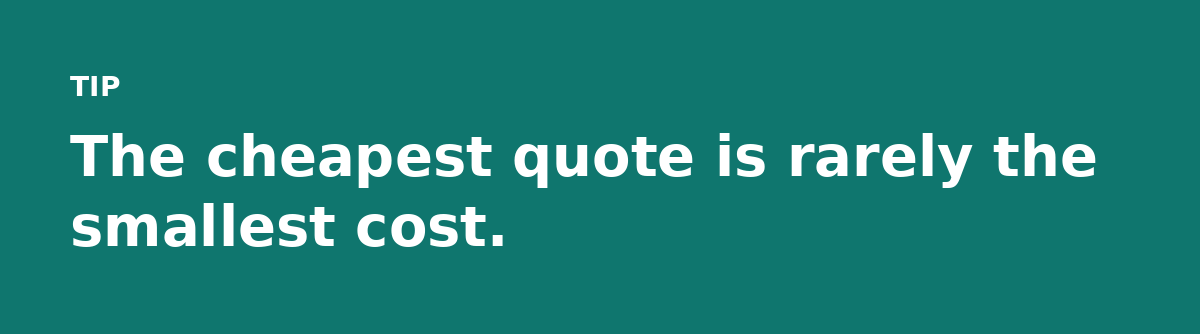 The cheapest quote is rarely the smallest cost.