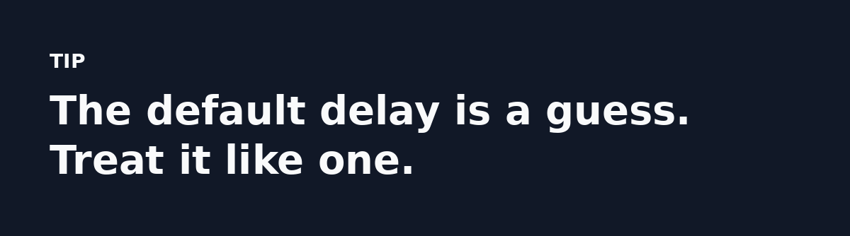 The default delay is a guess. Treat it like one.