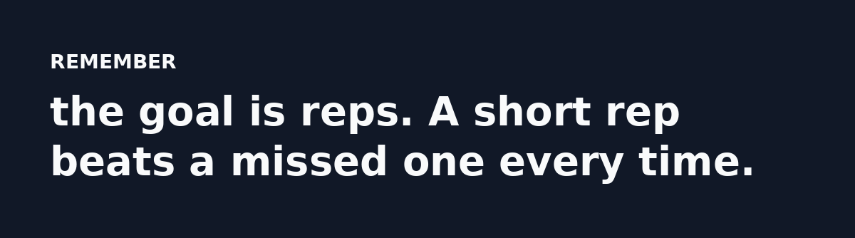 the goal is reps. A short rep beats a missed one every time.