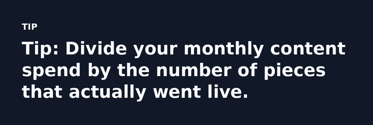 Tip: Divide your monthly content spend by the number of pieces that actually went live.