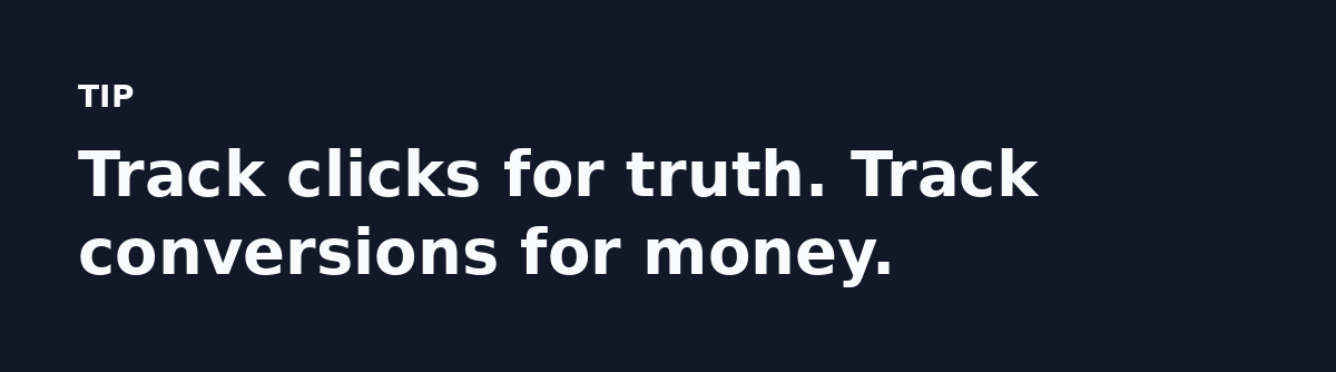 Track clicks for truth. Track conversions for money.